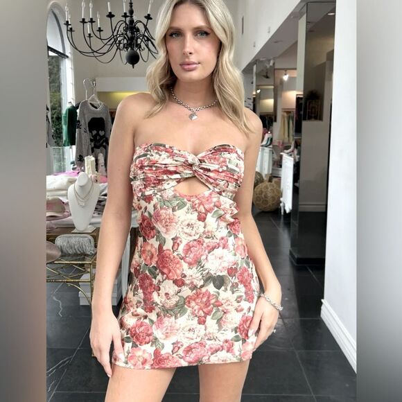 MOD on Trend, Floral strapless mini Dress, Amber floral, size M - Picture 1 of 6